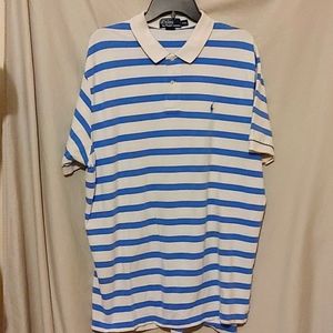 Ralph Lauren blue and white striped polo shirt